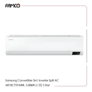 Samsung Convertible 5in1 Inverter Split AC AR18CY5YAWK, 5.00kW (1.5T) 5 Star