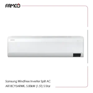 Samsung WindFree Inverter Split AC AR18CY5ARWK, 5.00kW (1.5T) 5 Star