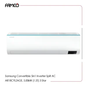 Samsung Convertible 5in1 Inverter Split AC AR18CYLZAGE, 5.00kW (1.5T) 3 Star Air Conditioner