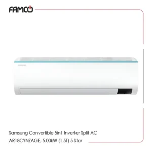 Samsung Convertible 5in1 Inverter Split AC AR18CYNZAGE, 5.00kW (1.5T) 5 Star air conditioner