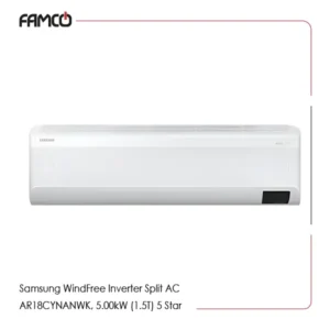 Samsung WindFree Inverter Split AC AR18CYNANWK, 5.00kW (1.5T) 5 Star Air Conditioner