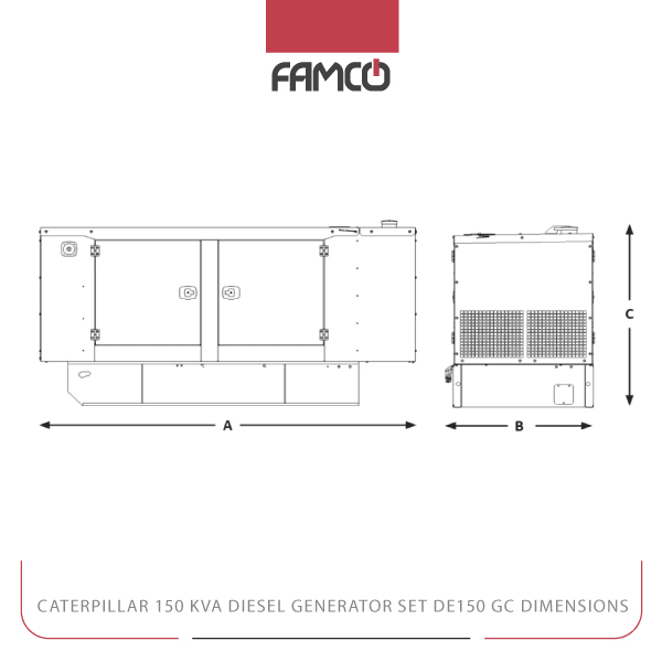 Caterpillar 150 kVA Diesel Generator Set DE150 GC Dimensions