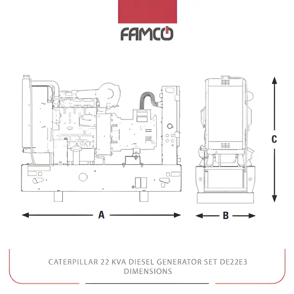 Caterpillar 22 kVA Diesel Generator Sets DE22E3 Dimensions