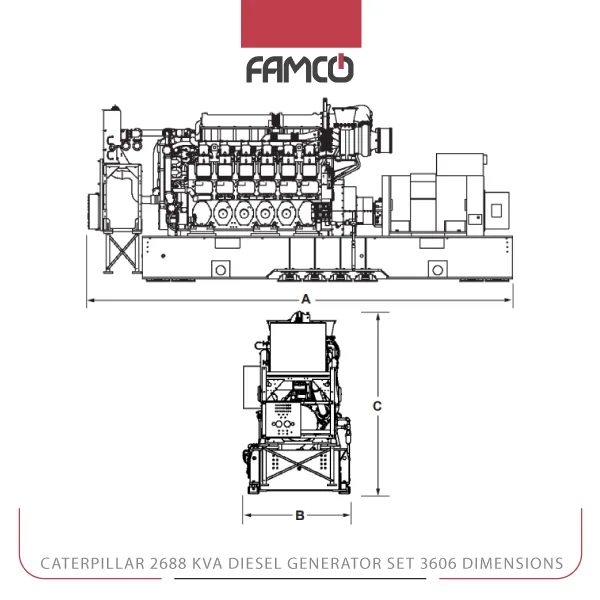 Caterpillar 2688 kVA Diesel Generator Set 3606 Dimensions
