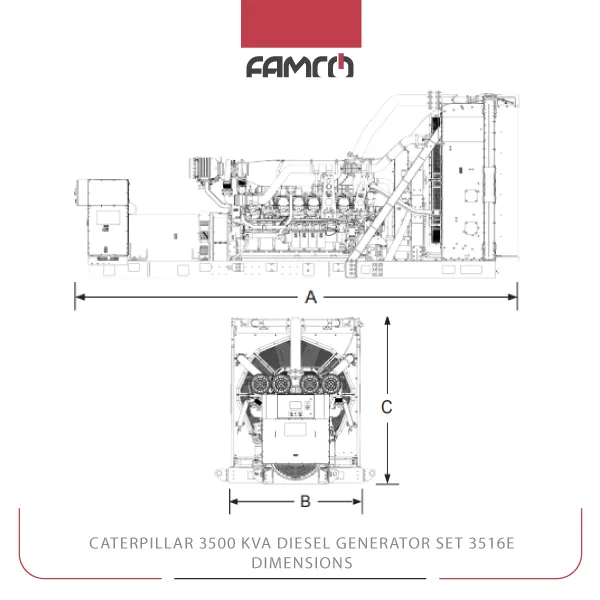 Caterpillar 3500 kVA Diesel Generator Set 3516E Dimensions