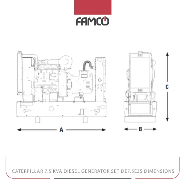 Caterpillar 7.5 kVA Diesel Generator Set DE7.5E3S Dimensions