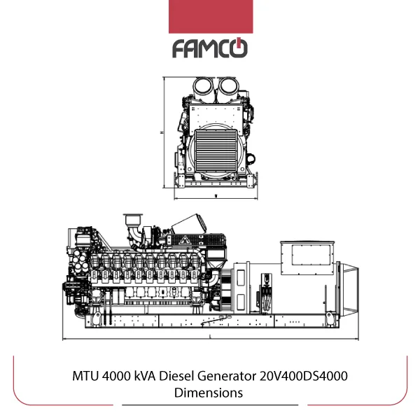 MTU 4000 kVA Diesel Generator Set 20V4000DS4000 Dimensions