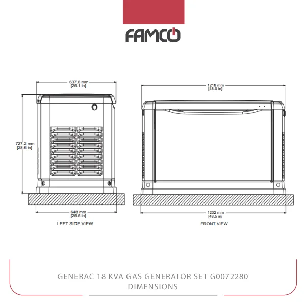 Generac 18 kVA Gas Generator Set G0072280 Dimensions