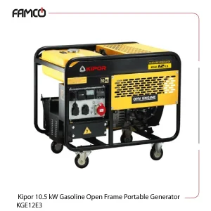 Kipor 10.5 kW Gasoline Open Frame Portable Generator KGE12E3
