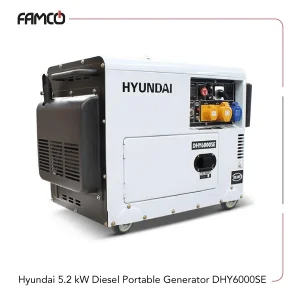 Hyundai 5.2 kW Diesel Portable Generator DHY6000SE