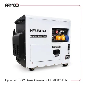 Hyundai 5.8 kW Diesel Portable Generator DHY8000SELR